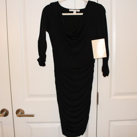 BOSTON PROPER -NWT- Black Cowl Neck Jersey Knit Career Dress | 8 - Picture 1 of 11